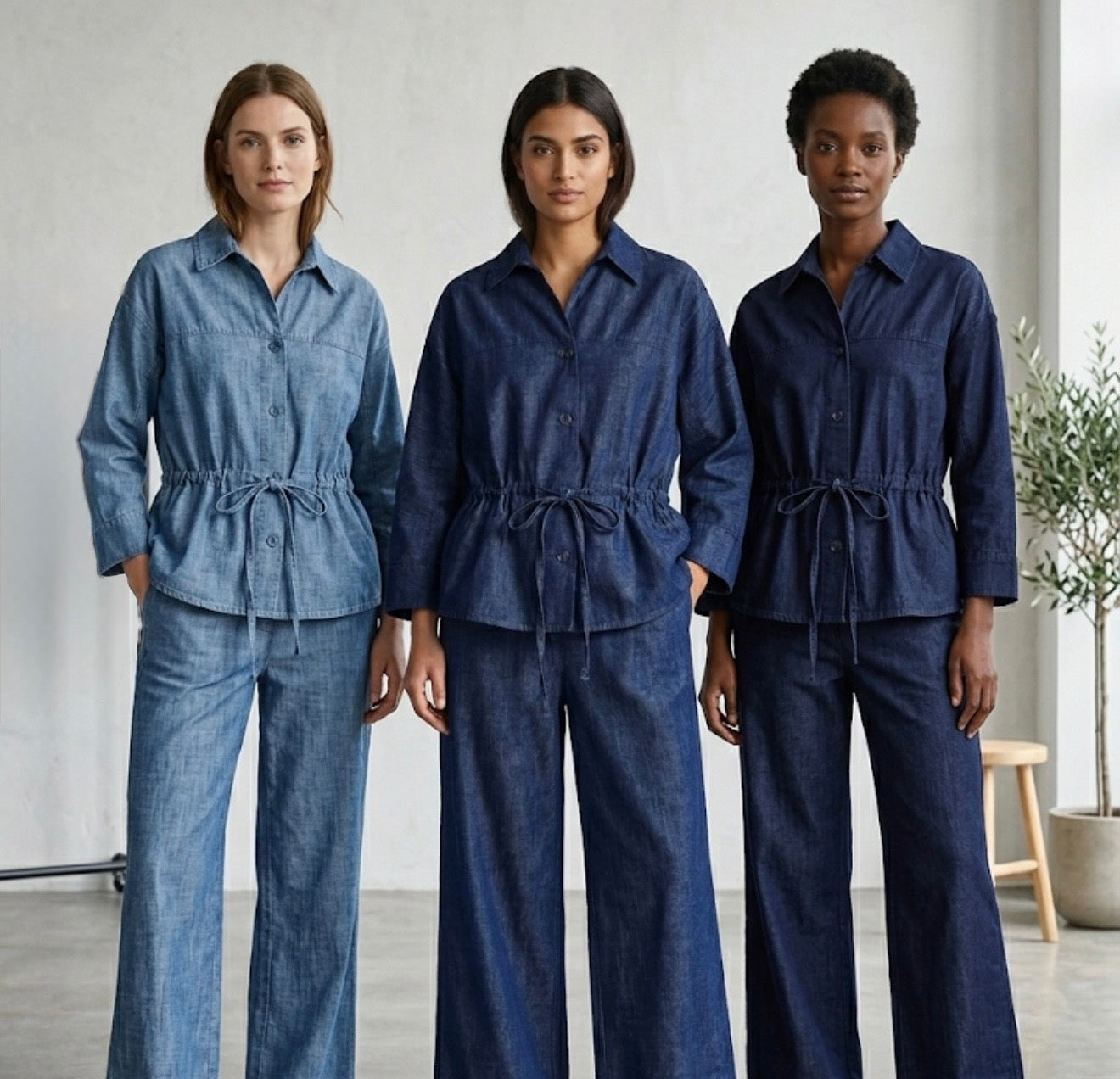 Drawstring Denim Set