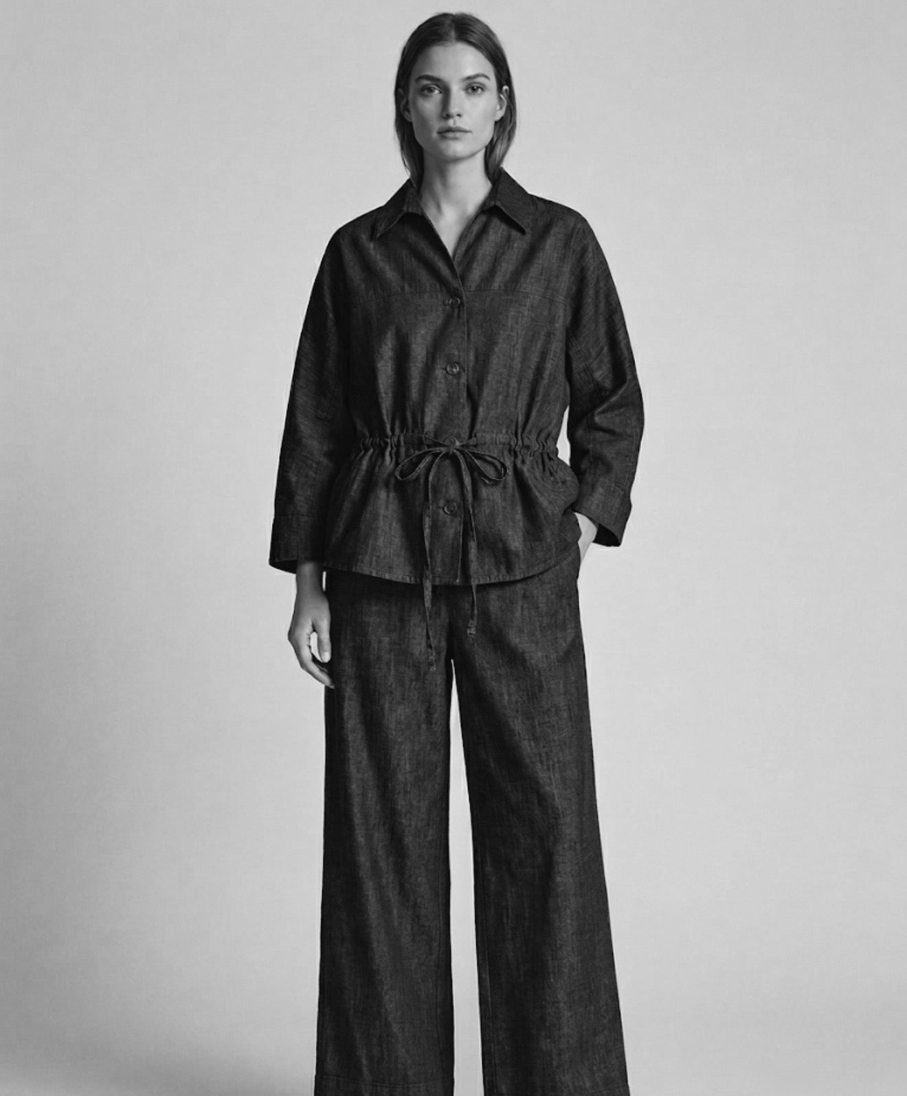 Drawstring Denim Set